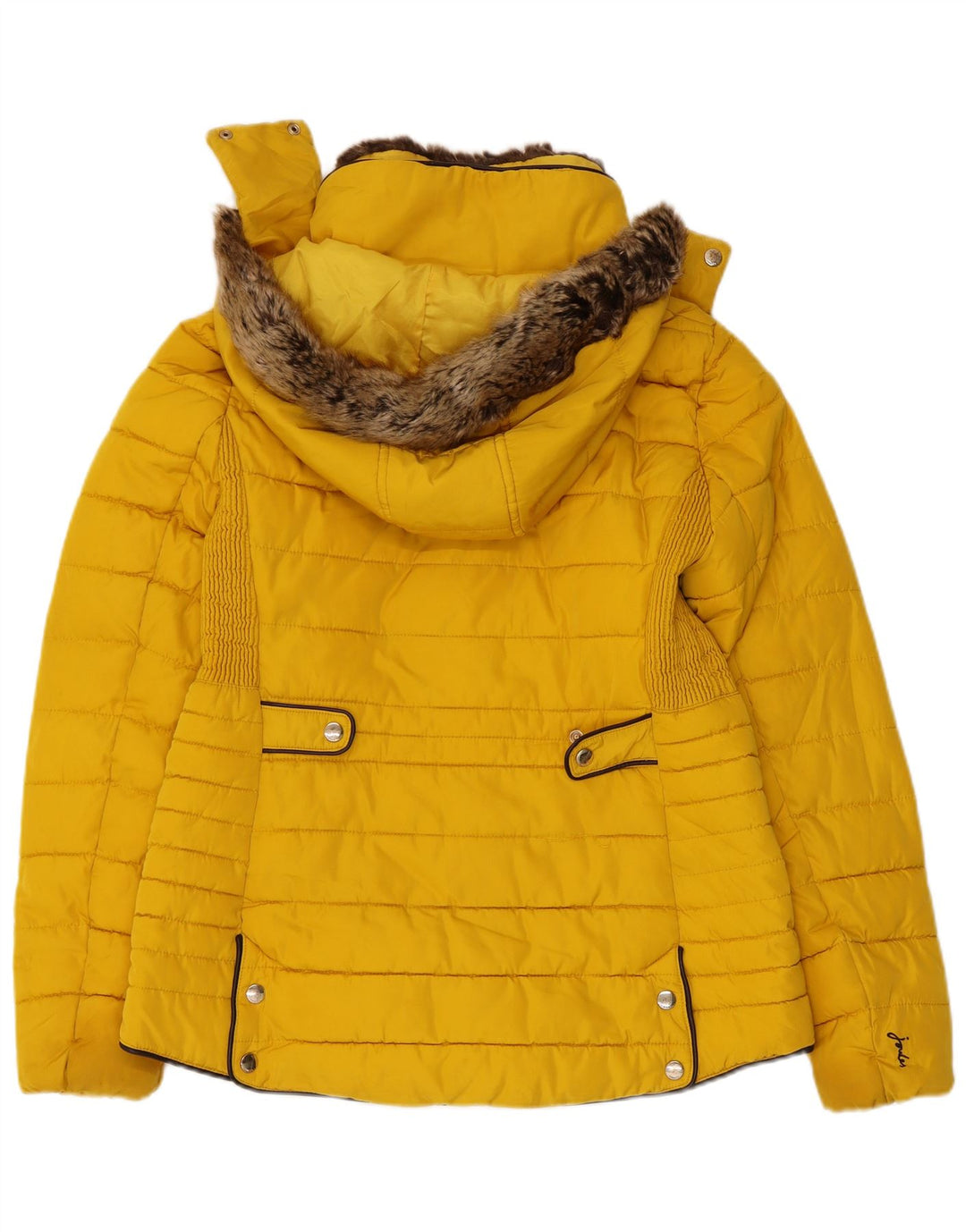 Jaqueta acolchoada com capuz feminina Joules UK 14 poliéster amarelo médio