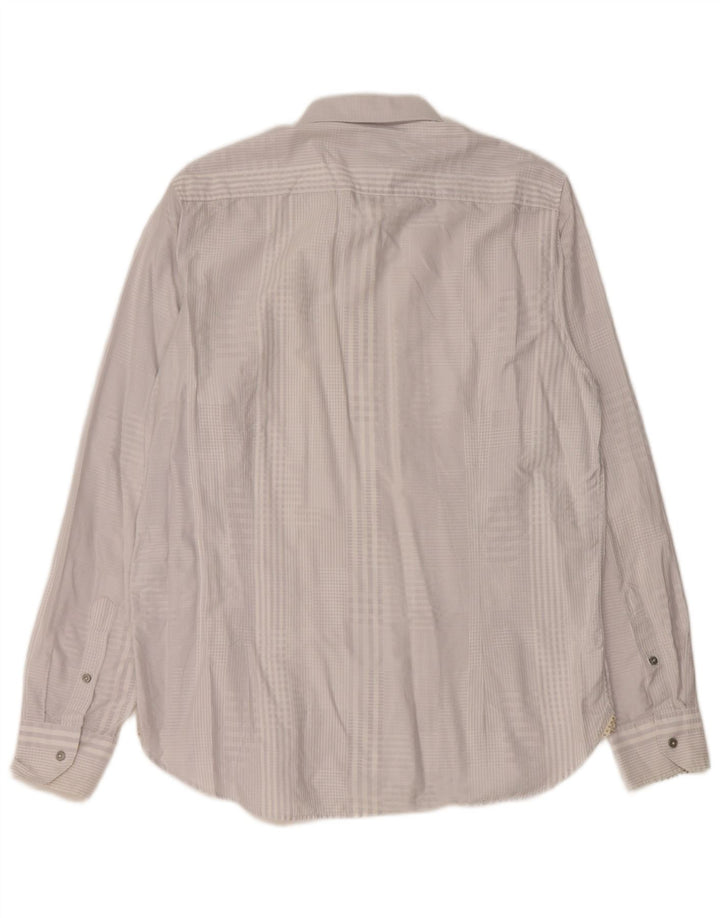 Camisa masculina Ted Baker tamanho 16,5 grande algodão guingão cinza