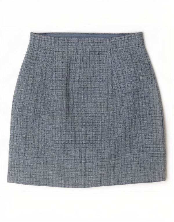 Mini saia feminina Guess UK 10 pequena W28 poliéster xadrez azul