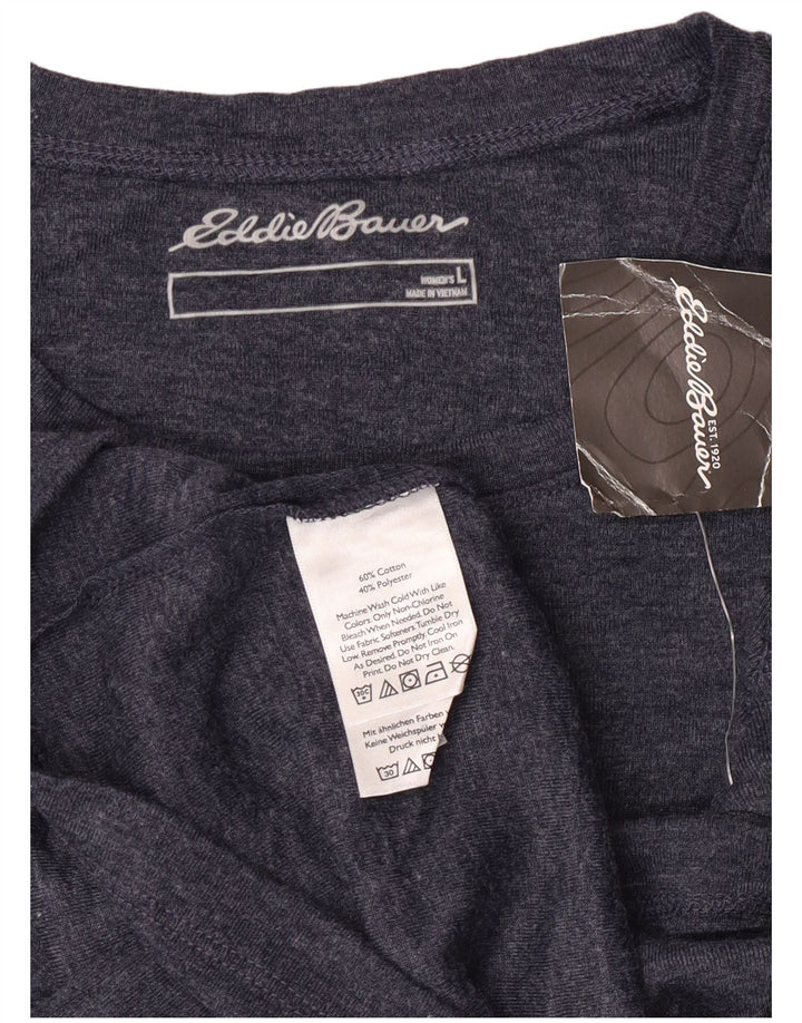 Camiseta feminina Eddie Bauer UK 14 grande algodão azul marinho