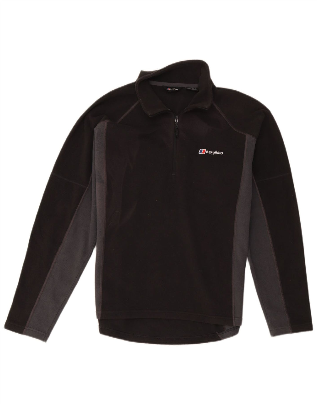 Berghaus Suéter masculino de lã com zíper e gola média preto colorblock