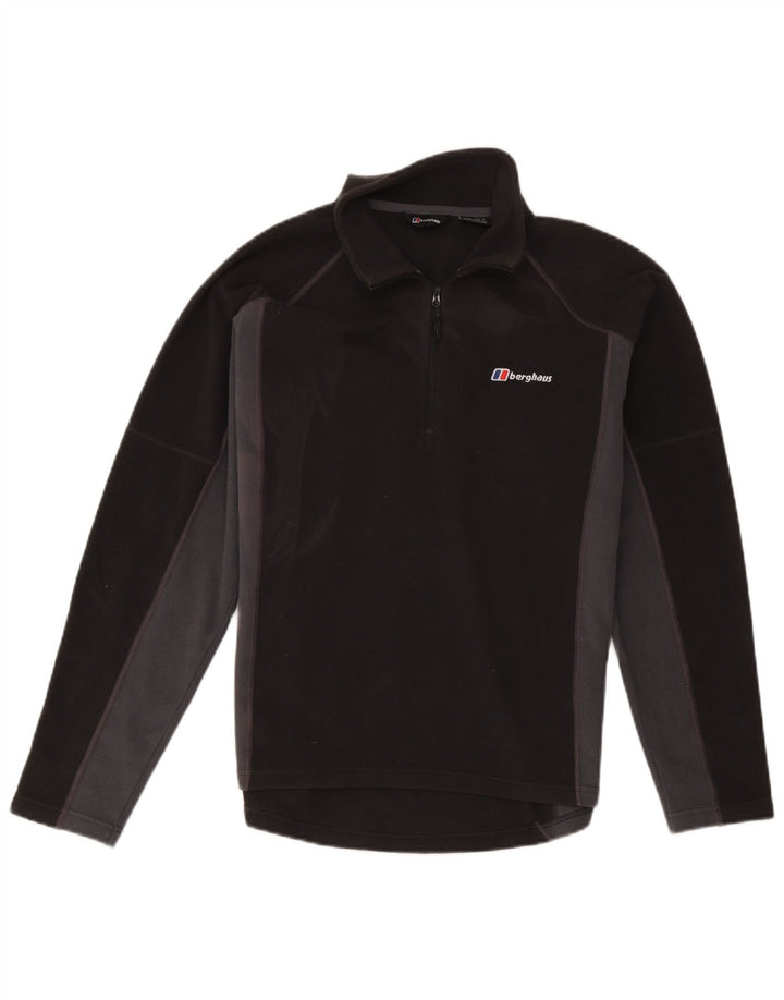 Berghaus Suéter masculino de lã com zíper e gola média preto colorblock