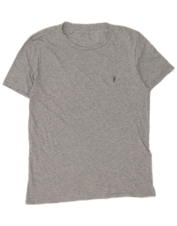 Camiseta masculina All Saints Top cinza médio manchado de algodão