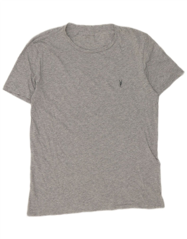 Camiseta masculina All Saints Top cinza médio manchado de algodão