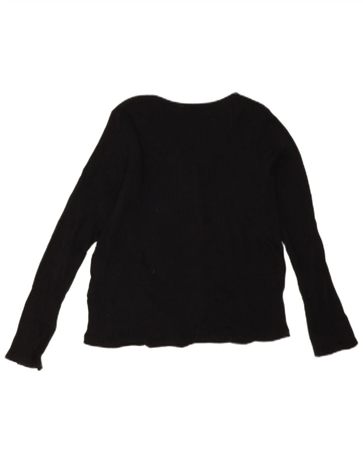Zara Womens Crop Top Manga Longa Reino Unido 12 Médio Preto