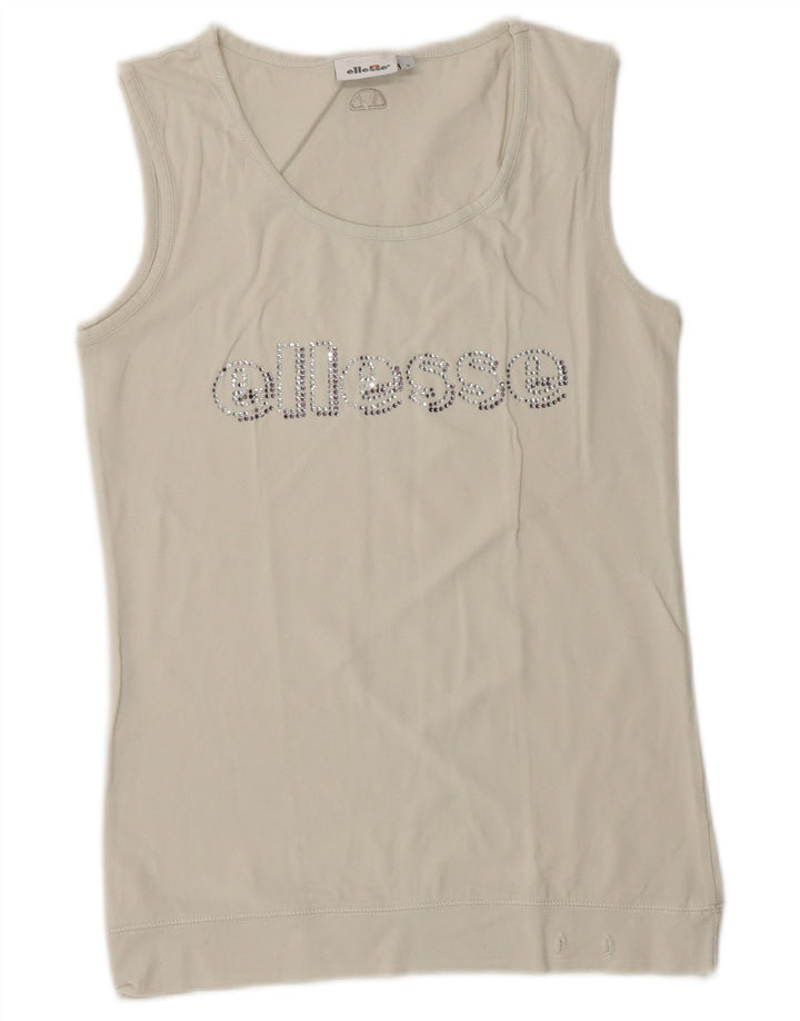 Ellesse Womens Graphic Vest Top UK 10 Pequeno Branco