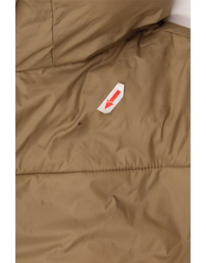 Jaqueta acolchoada com capuz feminino Zara UK 20 2XL poliéster bege