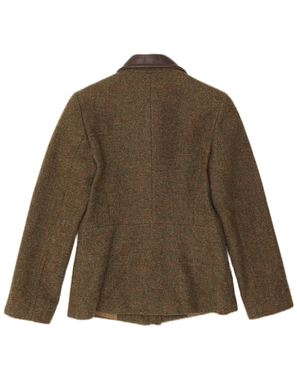 Jaqueta blazer feminina com zíper completo Max & Co. Reino Unido 8 pequena lã cáqui