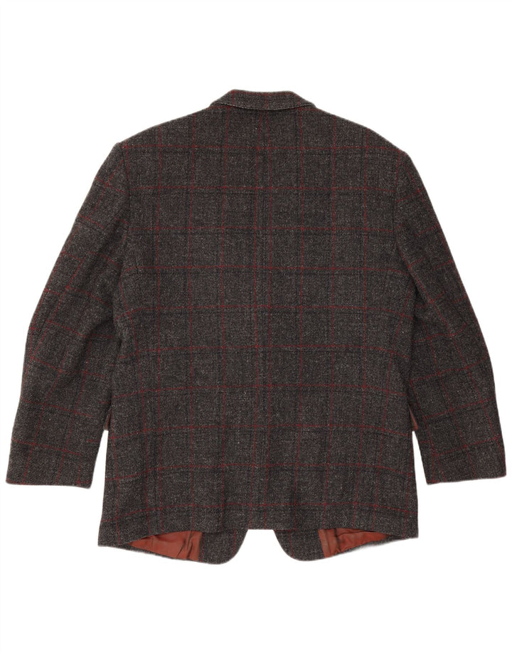 Jaqueta Blazer Scirocco Masculina Harris Tweed 2 Botões Reino Unido 40 Grande Cinza Xadrez