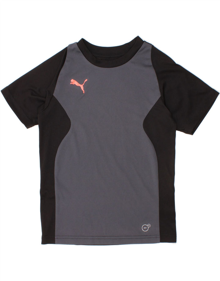 PUMA Girls T-Shirt Top 7-8 Years Grey Colourblock Vintage Puma and Second-Hand Puma from Messina Hembry 