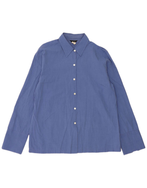 Camisa feminina J. Crew UK 14 algodão azul médio