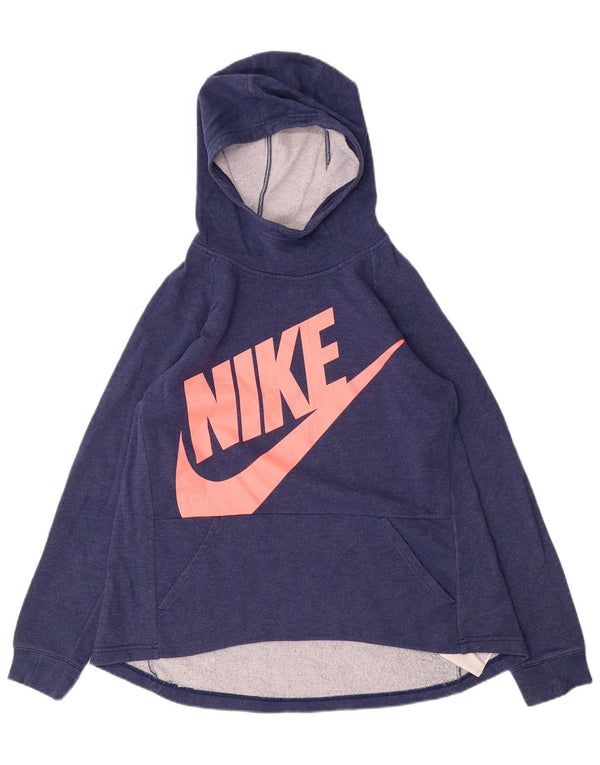 Jumper com capuz gráfico Nike Girls 13-14 anos XL azul marinho algodão