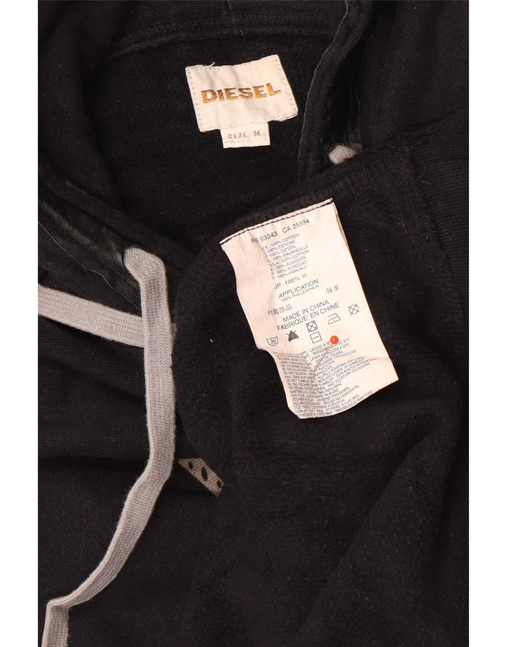 Diesel masculino gráfico moletom com capuz médio algodão preto