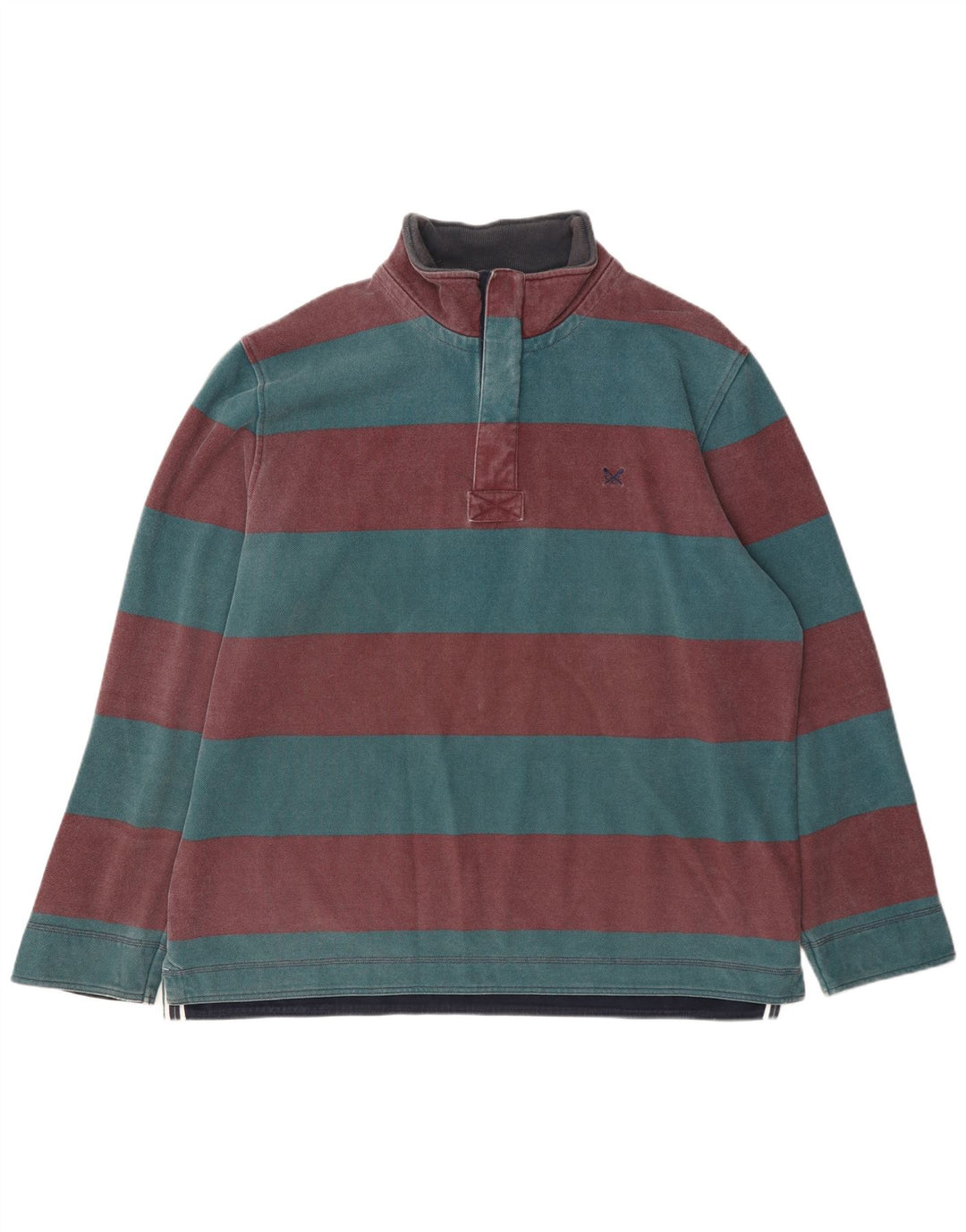Crew Clothing Mens Zip Neck Moletom Jumper 2XL Listrado Multicolorido