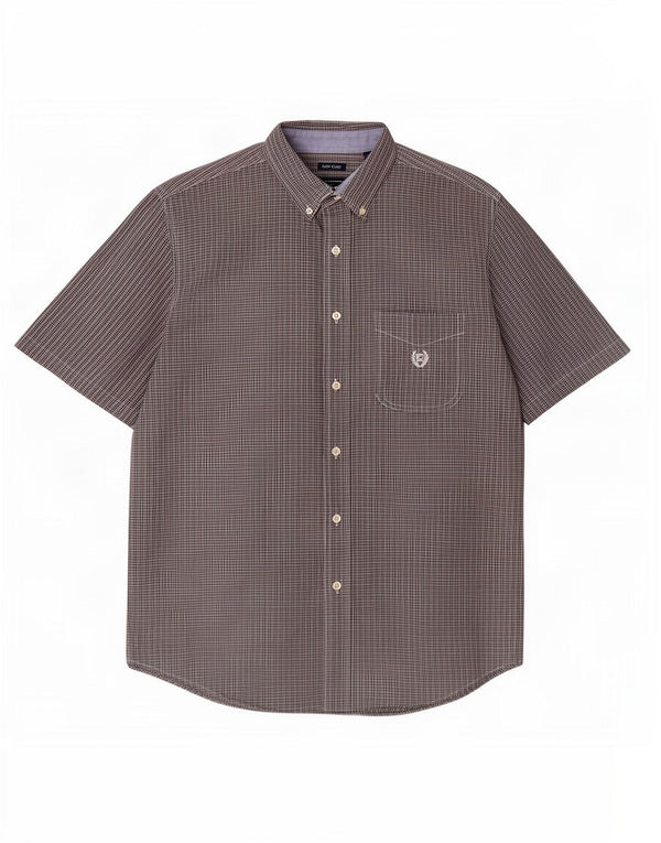 Camisa masculina de manga curta Chaps Easy Care grande algodão cinza