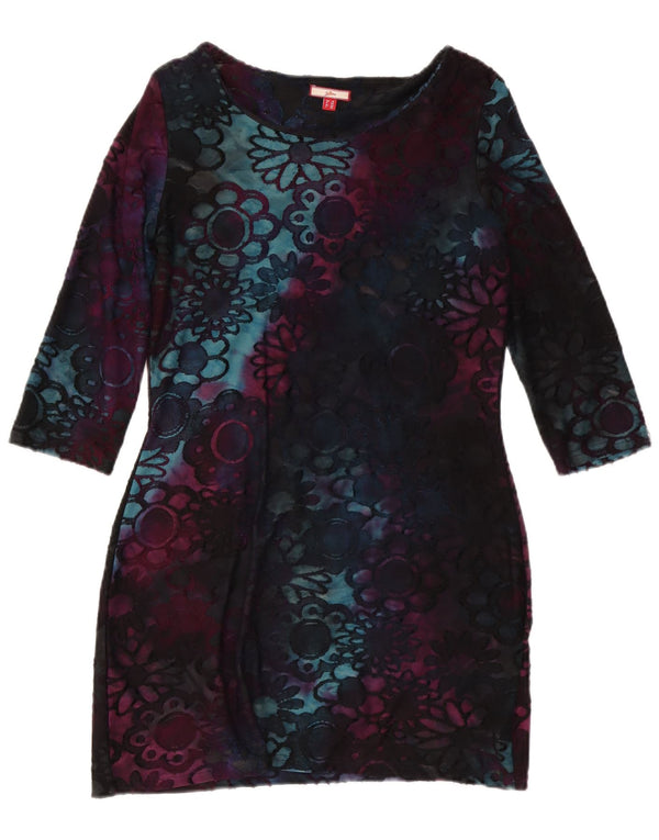 Vestido feminino Joe Browns manga 3/4 com bainha UK 10 pequeno floral multicolorido