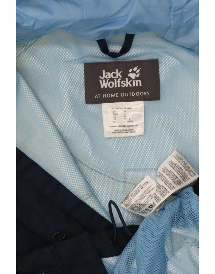 Jaqueta de chuva feminina com capuz Jack Wolfskin Reino Unido 12/14 médio azul marinho poliamida