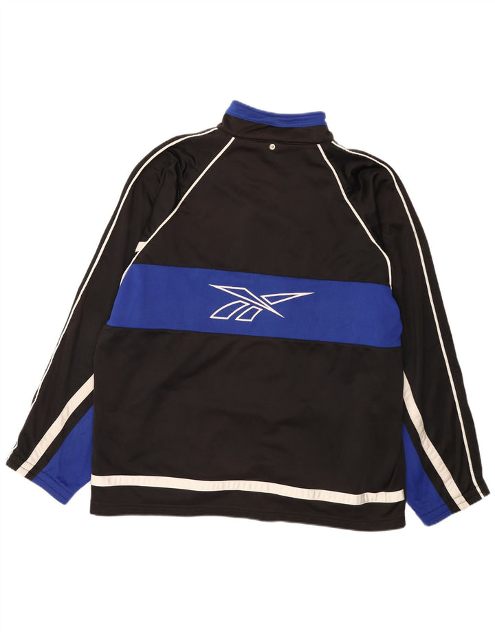 Reebok Mens Graphic Tracksuit Top Jacket Grande Preto Colorblock Poliéster