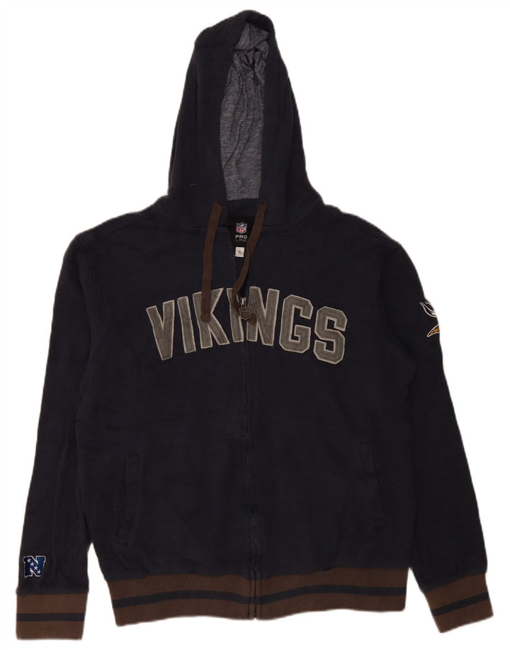Suéter masculino NFL Vikings com capuz e zíper gráfico bloco colorido azul marinho médio