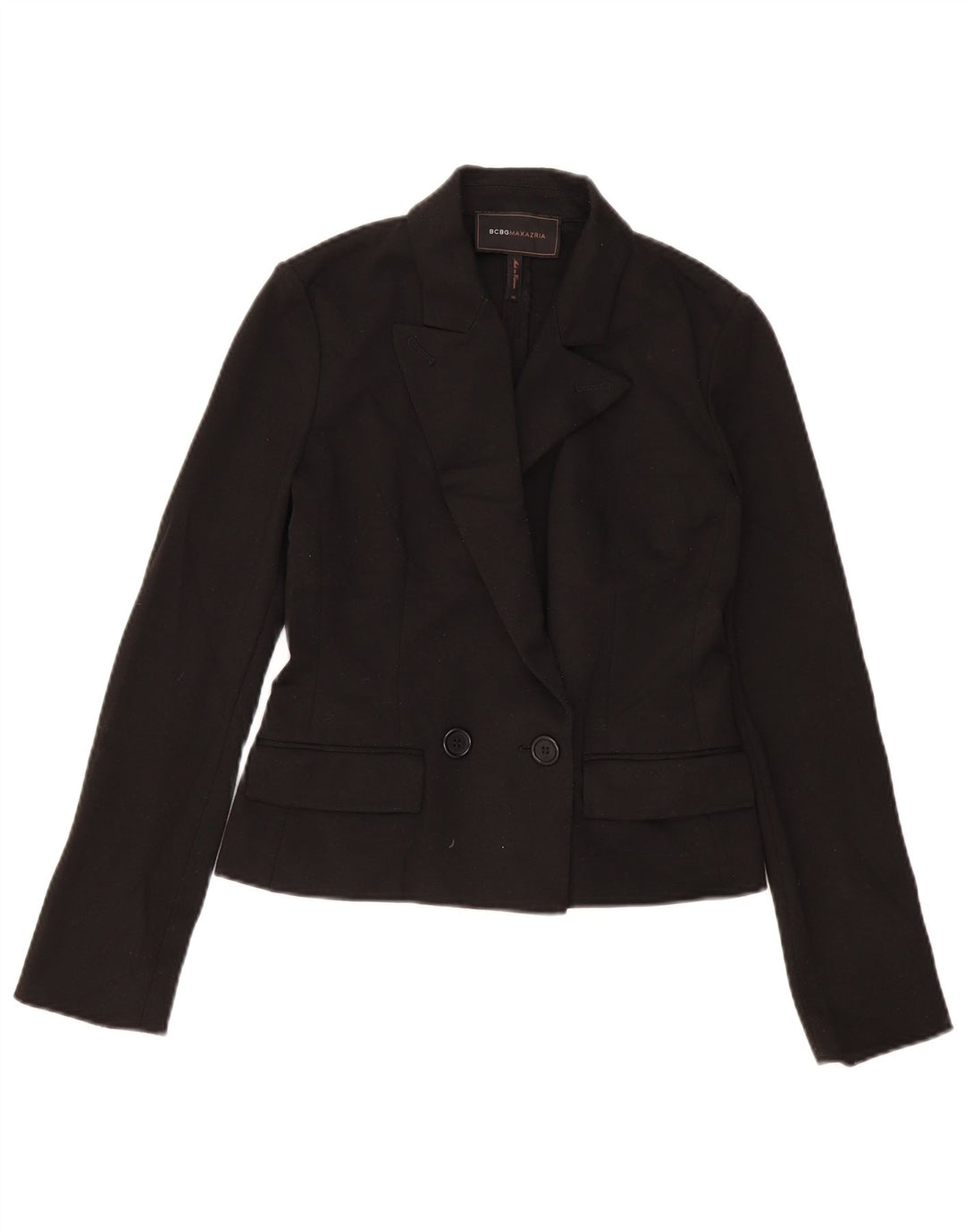 Jaqueta blazer feminina BCBGMAXAZRIA com peito duplo UK 6 XS preto poliéster
