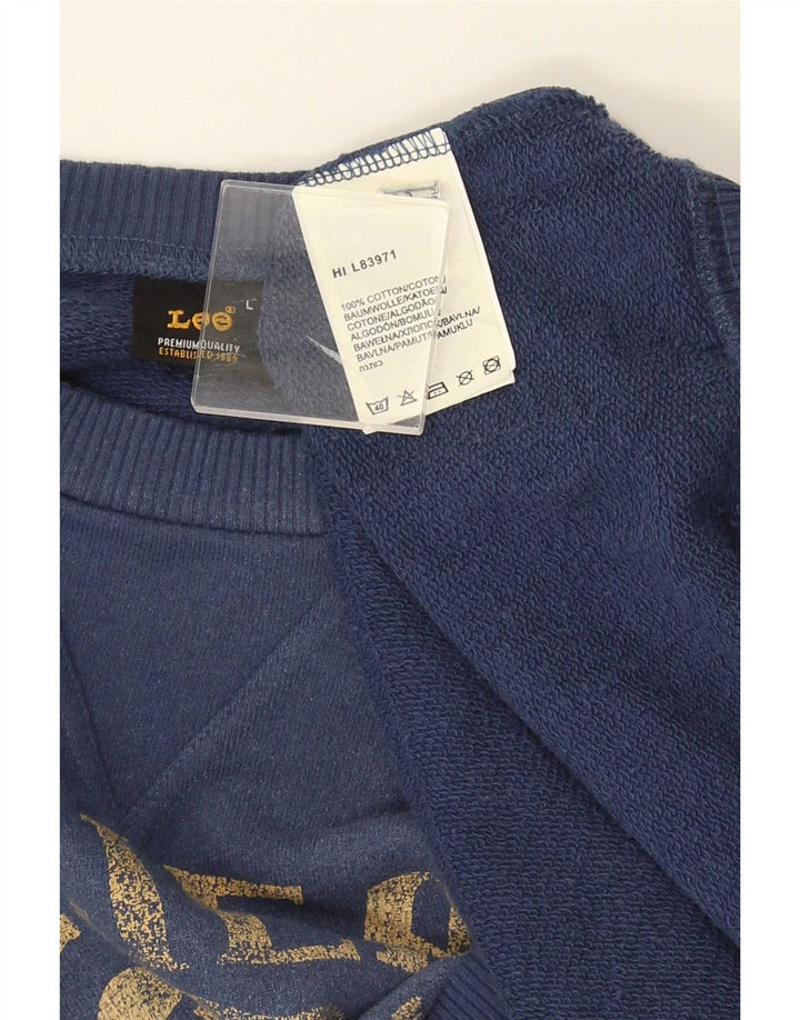 Lee moletom masculino gráfico jumper grande algodão azul marinho