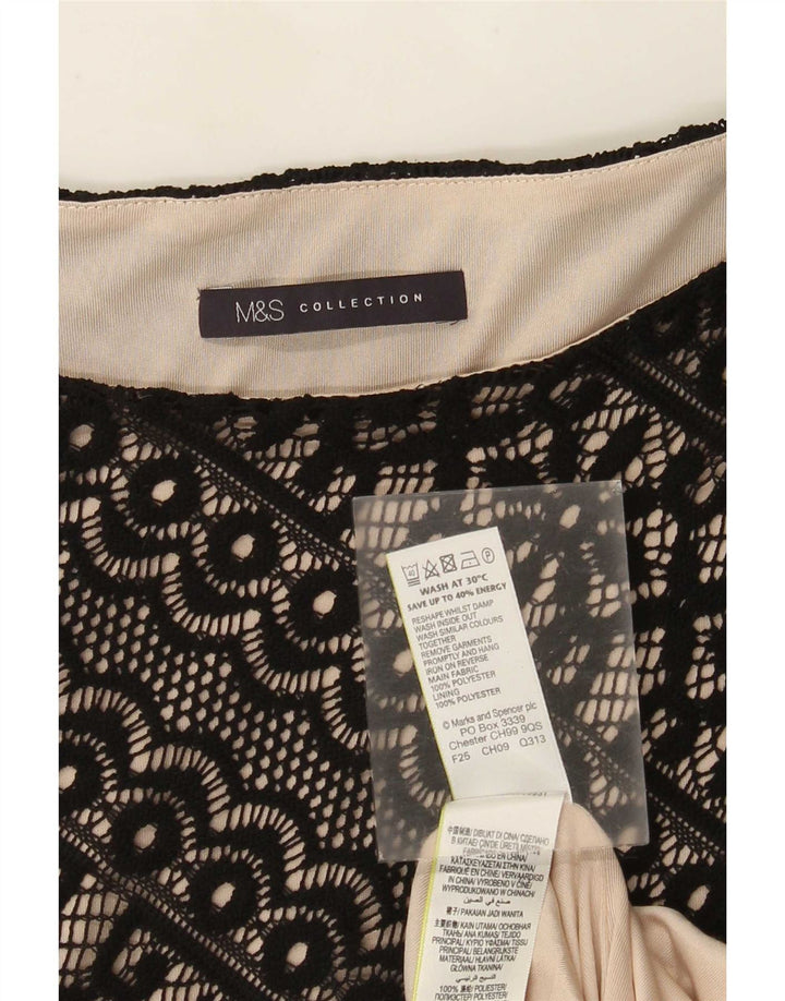 Vestido feminino Marks & Spencer com bainha de renda Reino Unido 12 médio preto floral