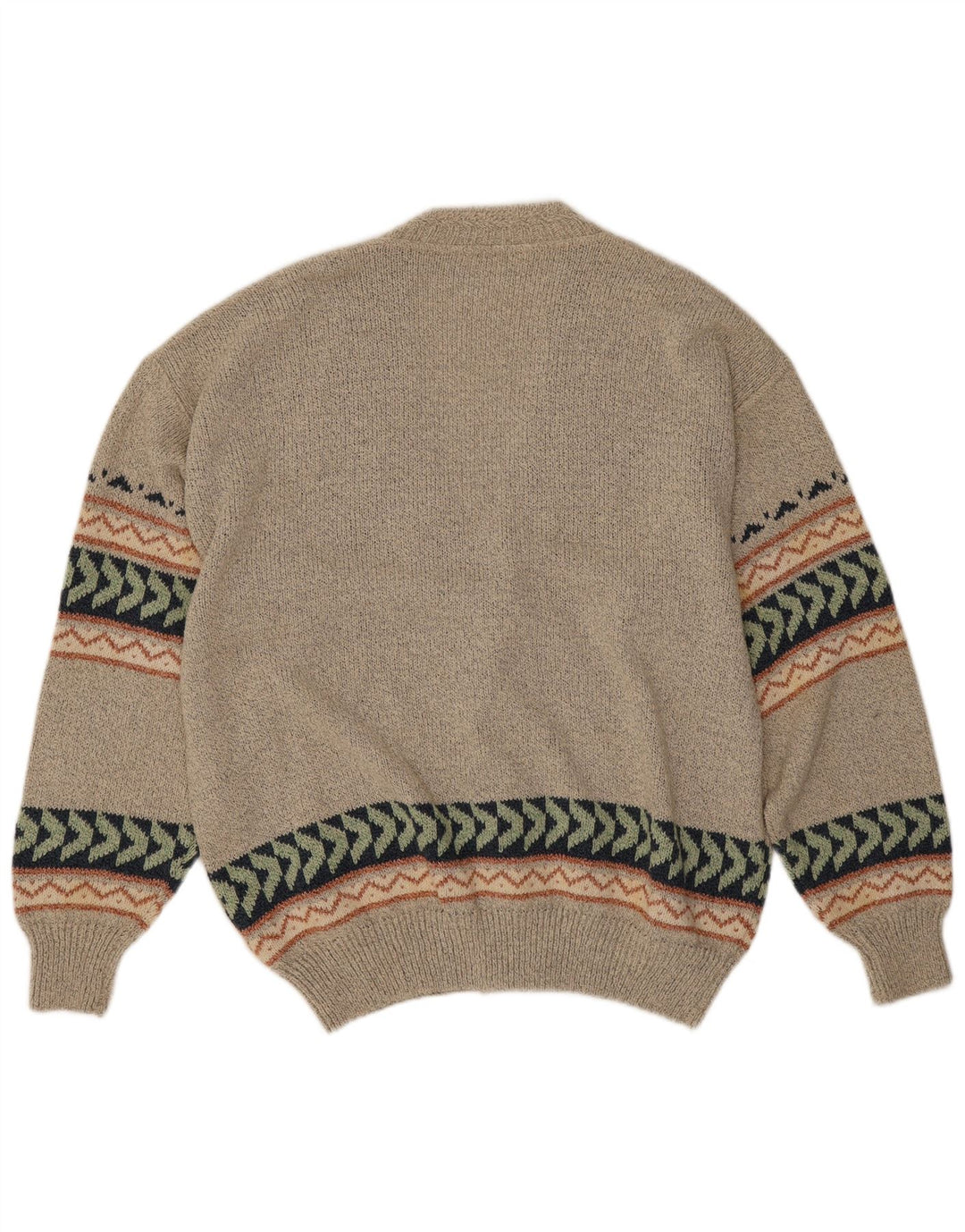 Suéter cardigã masculino vintage IT 50 cinza médio geométrico