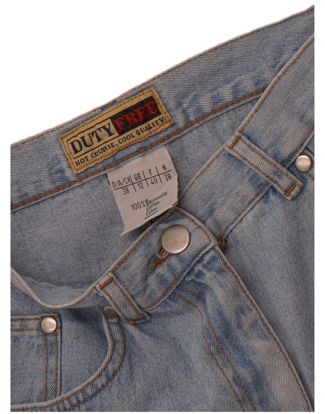 Mini saia jeans feminina Duty Free UK 12 médio W26 algodão azul