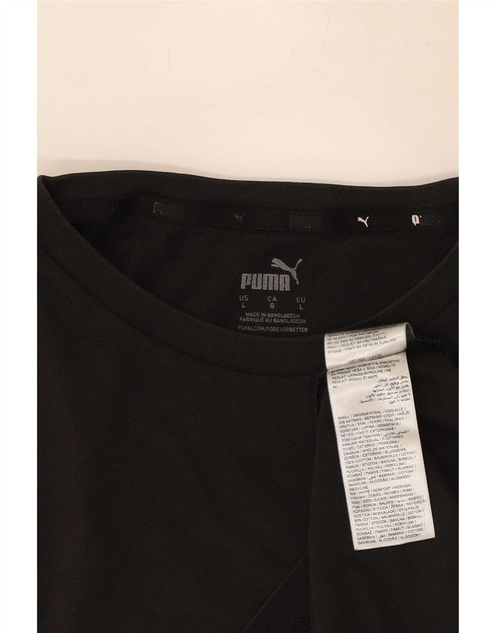 Puma Mens Graphic T-Shirt Top Grande Algodão Preto