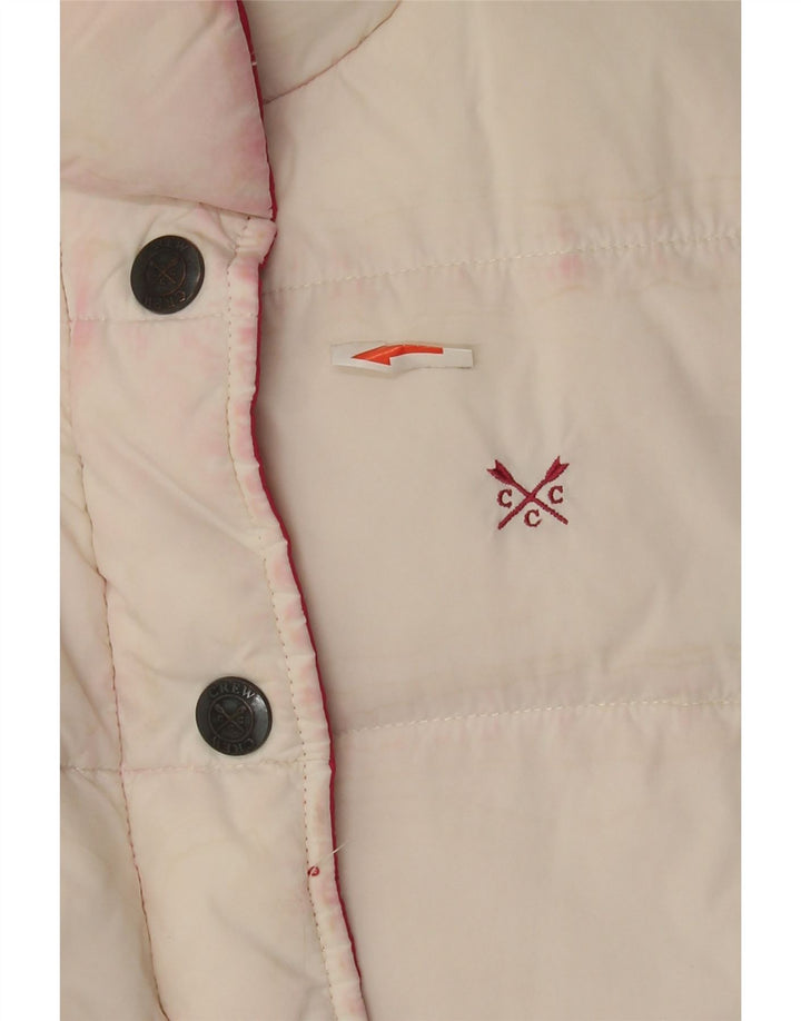 Colete acolchoado reversível feminino J. Crew UK 12 nylon rosa médio