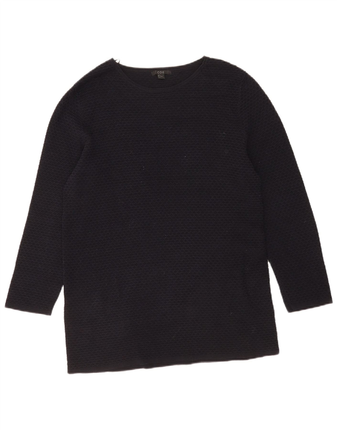 Cos Top feminino manga 3/4 Reino Unido 10 pequeno algodão preto