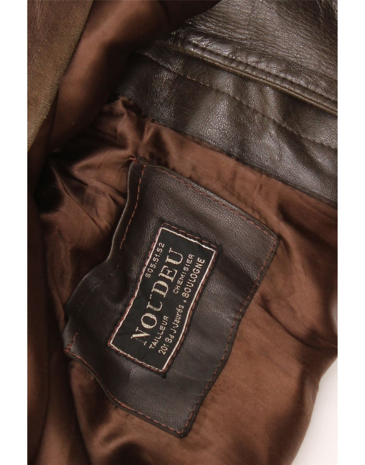 Jaqueta de couro masculina vintage UK 42 XL couro marrom