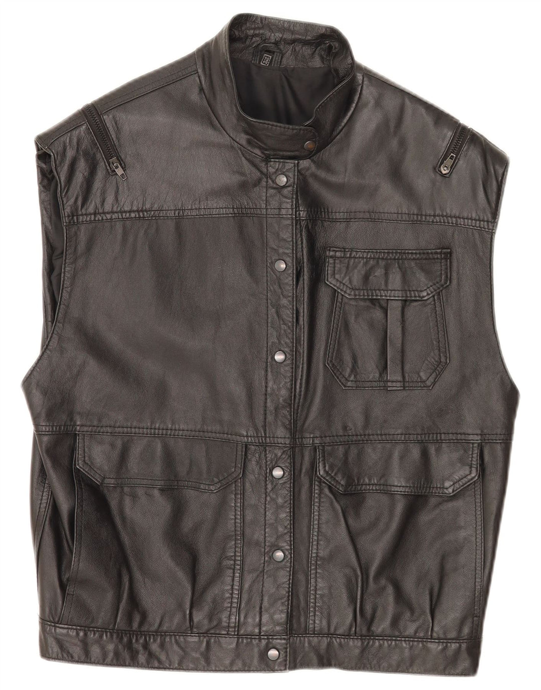 Colete de couro vintage feminino solto EU 38 médio preto