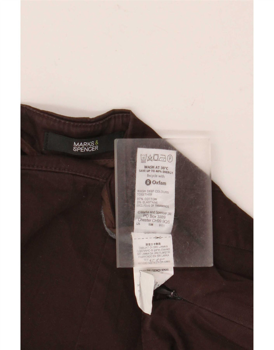 Calça capri feminina Marks & Spencer reta Reino Unido 12 médio W30 L22 marrom