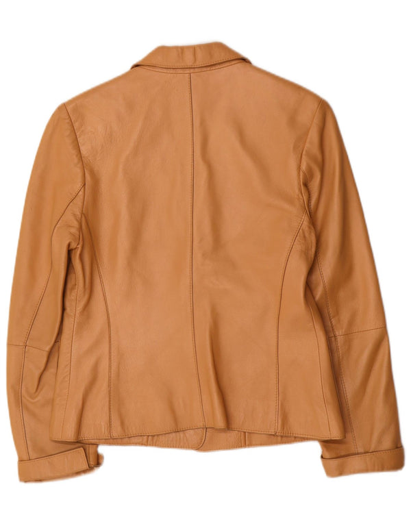 Jaqueta blazer feminina de couro com 2 botões Jake's Reino Unido 10 couro bege pequeno