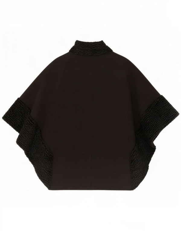 Casaco Poncho Feminino Vintage Reino Unido 16 Grande Poliéster Preto