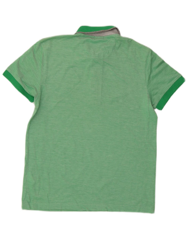 Camisa polo masculina Hugo Boss Slim Fit algodão manchado verde médio