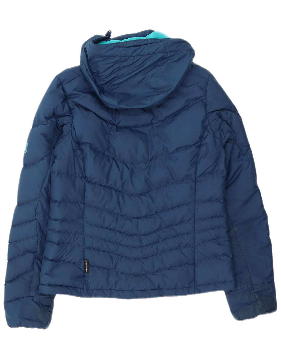 Jaqueta feminina acolchoada com capuz Jack Wolfskin Reino Unido 8/10 pequena azul marinho poliéster