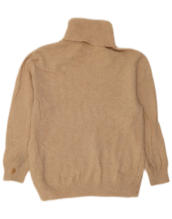 Zara Suéter feminino cropped com gola redonda Reino Unido 12 algodão bege médio