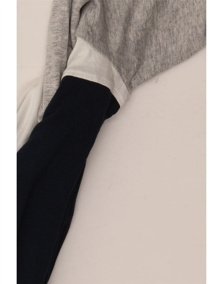 Top feminino Jaeger manga 3/4 Reino Unido 16 grande multicolorido colorblock viscose