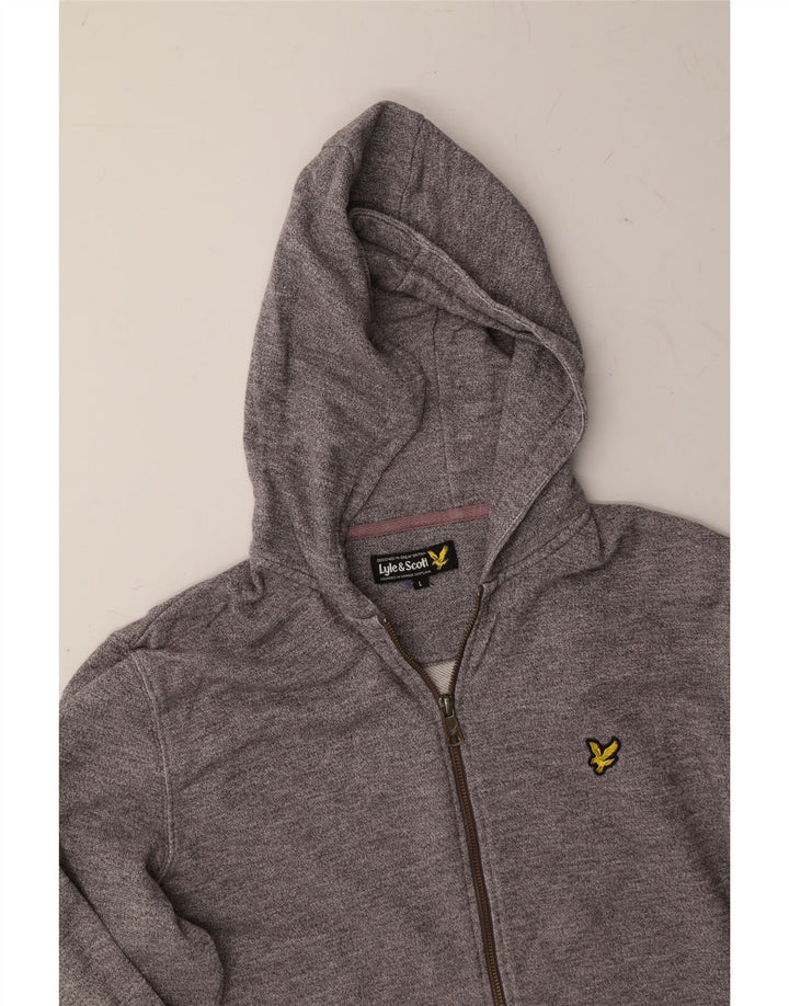 LYLE & SCOTT Womens Zip Hoodie Sweater UK 16 Large Grey Cotton Vintage Lyle & Scott and Second-Hand Lyle & Scott from Messina Hembry 