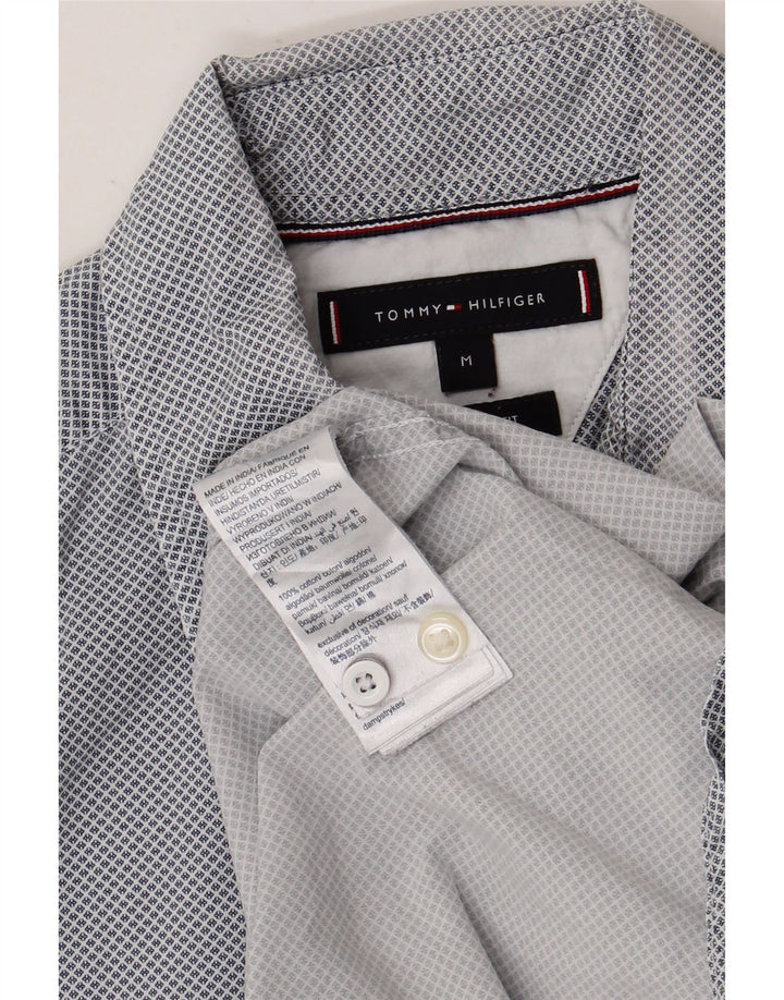 Camisa masculina TOMMY HILFIGER regular fit algodão manchado azul médio
