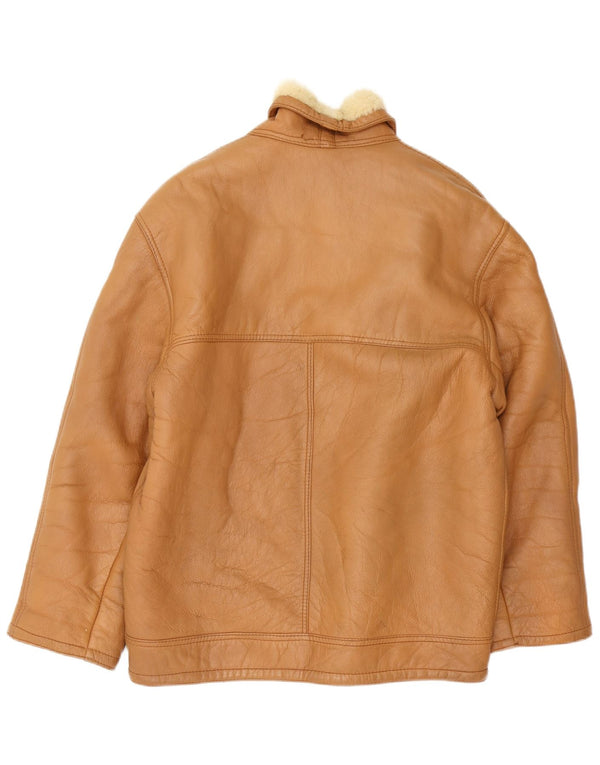 Jaqueta masculina vintage Shearling UK 40 grande marrom