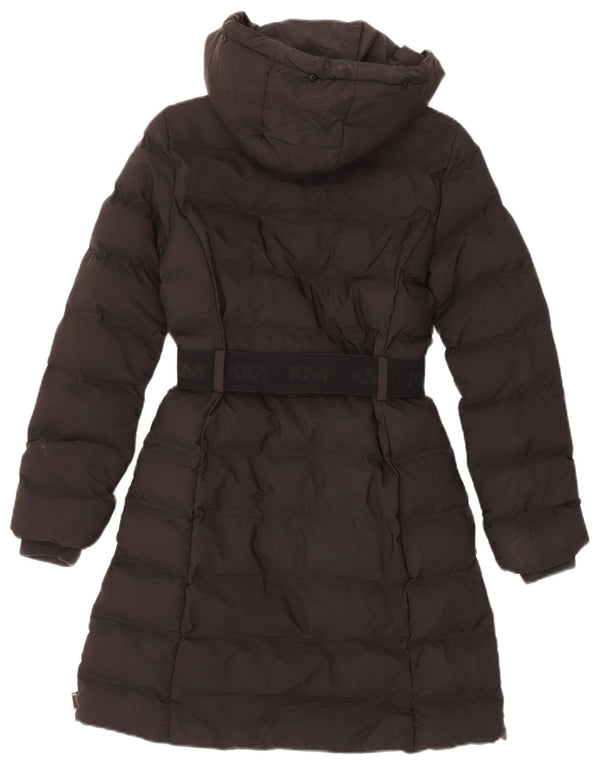 Casaco acolchoado com capuz gráfico feminino Karen Millen UK 6 XS preto poliéster