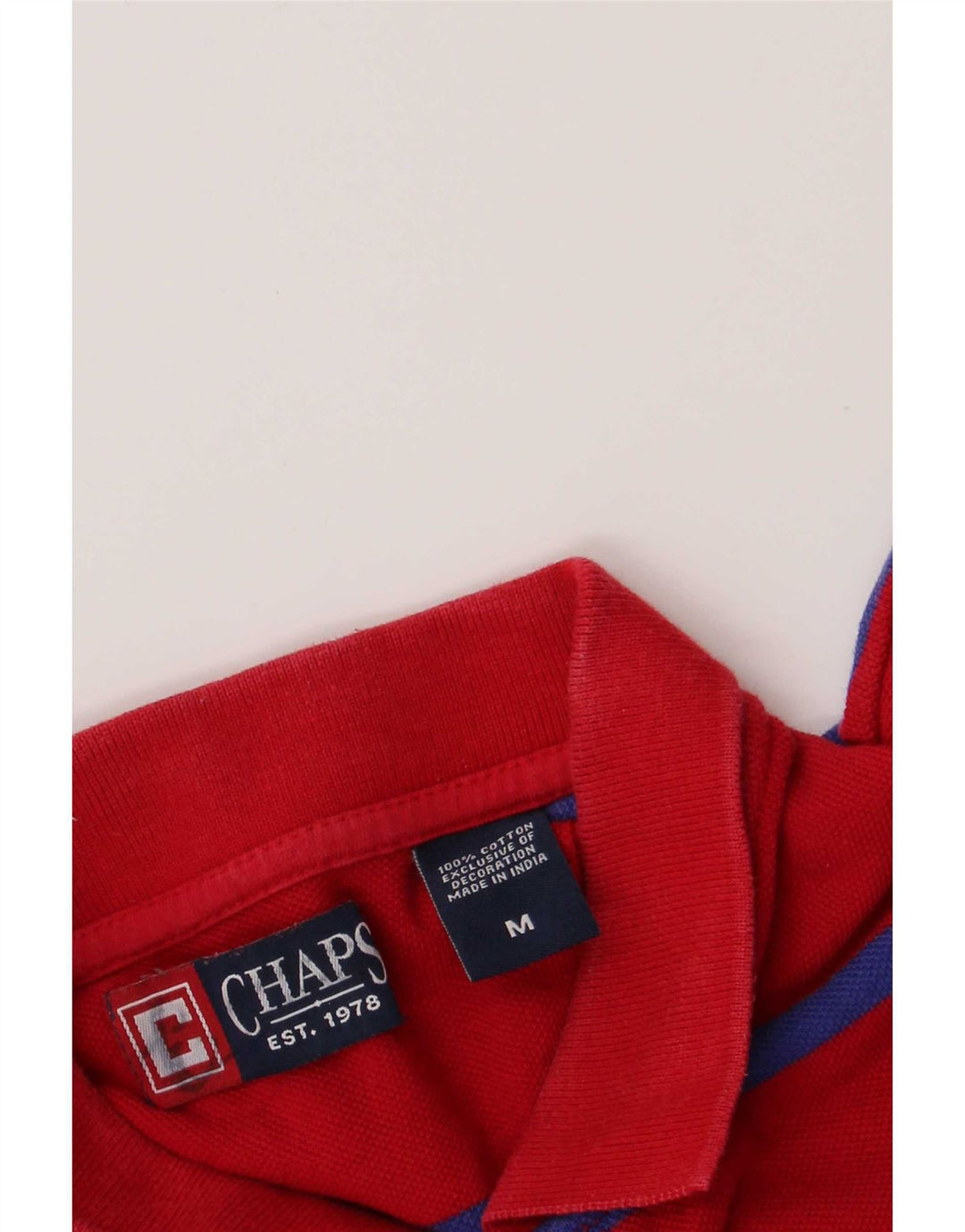 Camisa polo masculina Chaps de algodão listrado vermelho médio