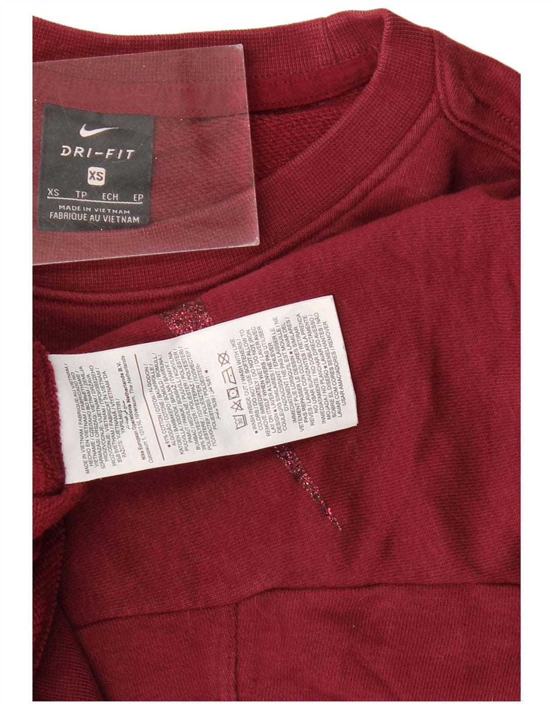 Moletom feminino Nike Oversized Graphic Crop Jumper UK 6 XS Borgonha