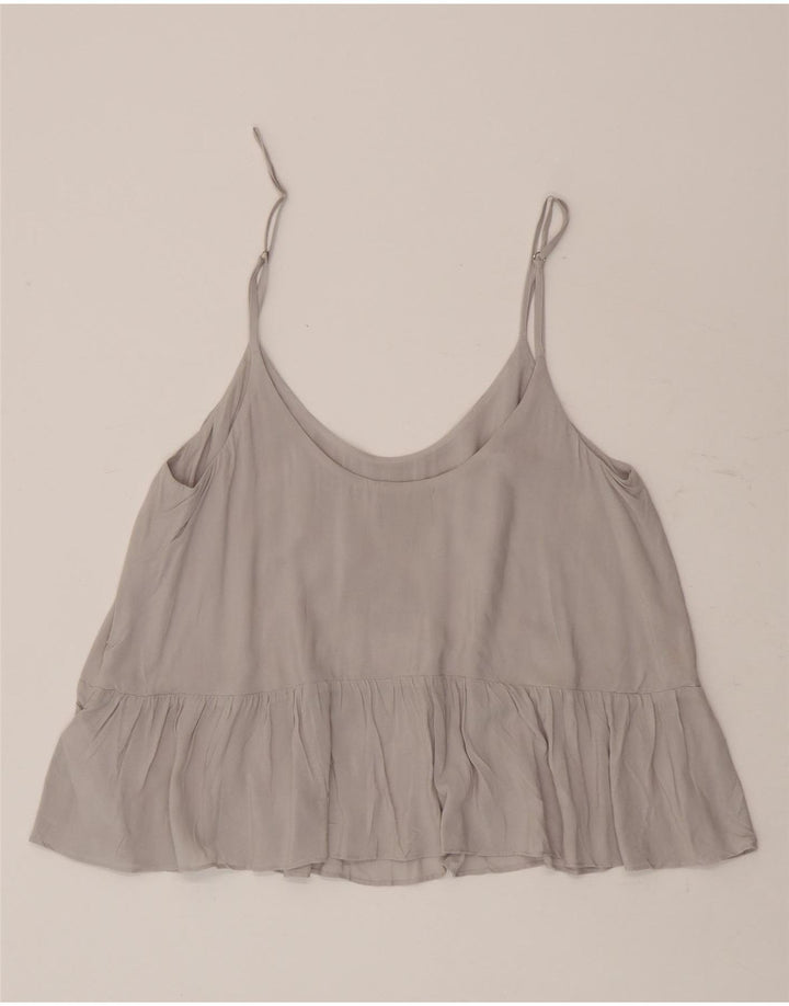 Topshop feminino cami top UK 10 pequeno cinza viscose