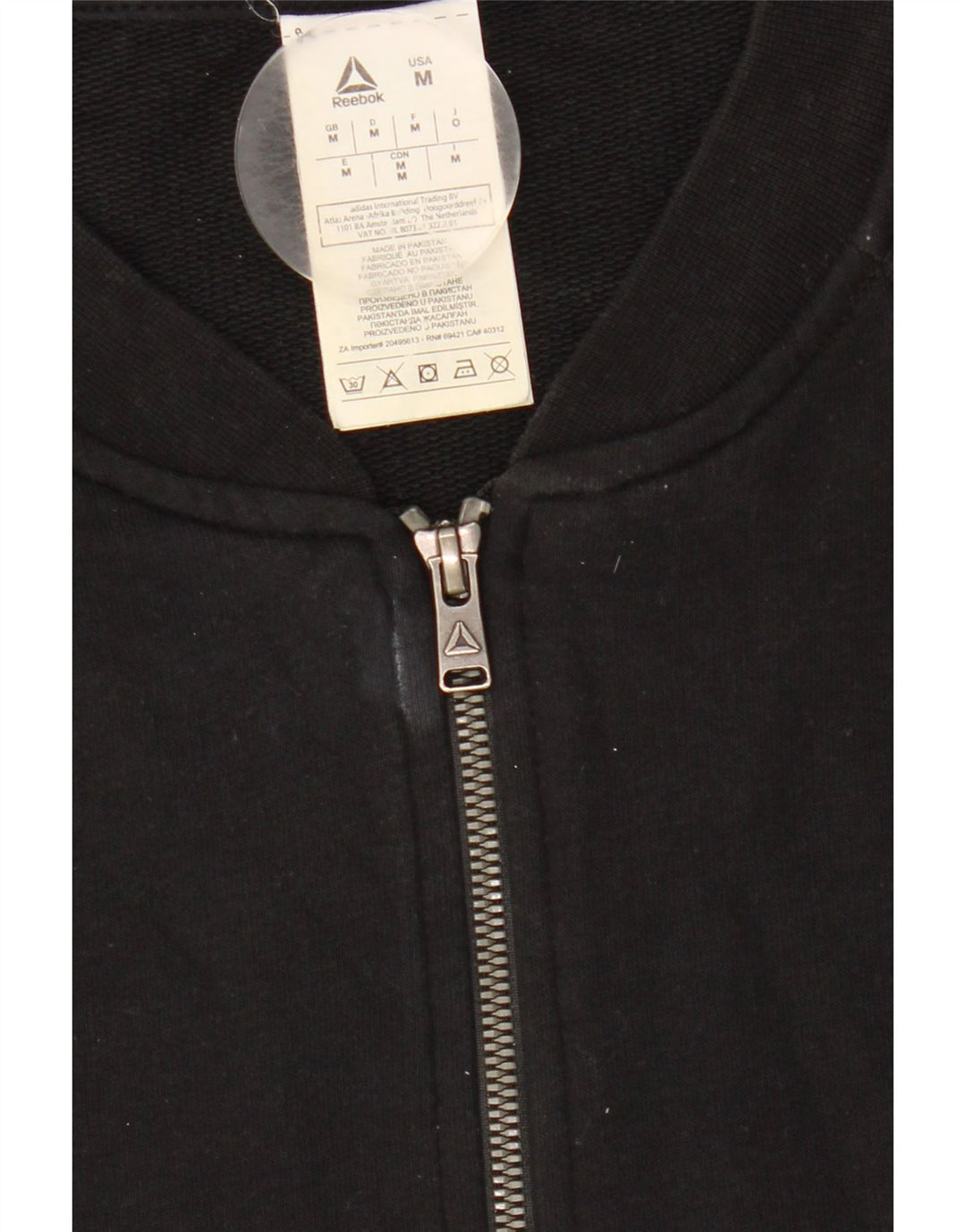 Reebok Womens Tracksuit Top Jacket UK 14 Médio Algodão Preto