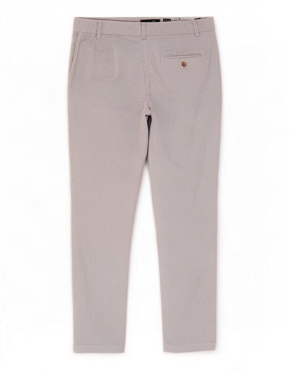 Calça chino feminina Marks & Spencer Reino Unido 12 médio W32 L28 risca de giz azul
