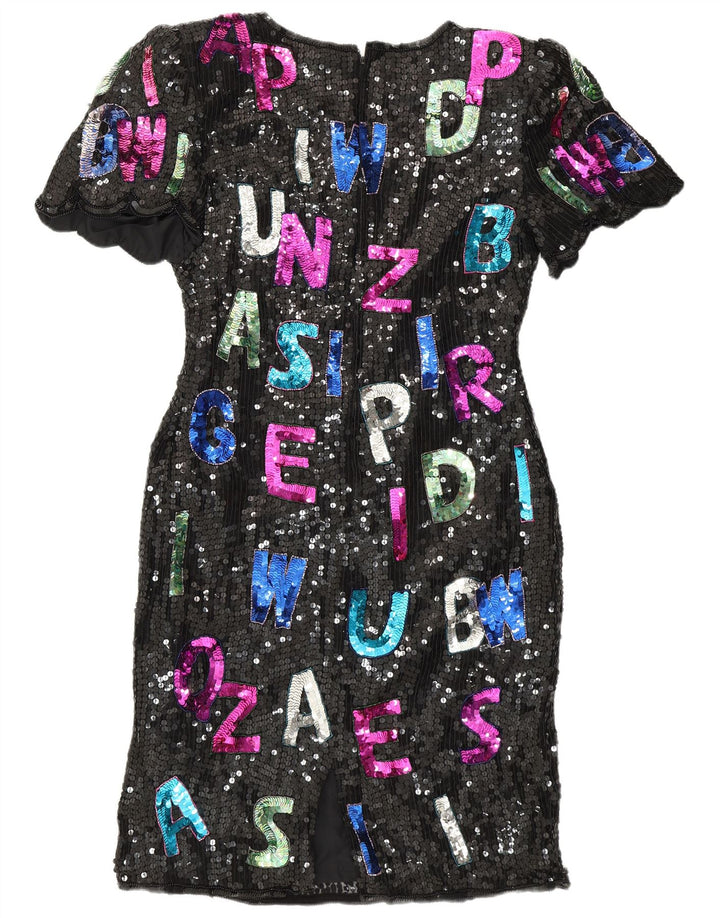 Vestido feminino SWEELO com bainha gráfica Reino Unido 18 XL preto seda